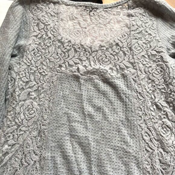 RXB Tunic Blouse Gray Small Lacy Long sleeved - Picture 10 of 11